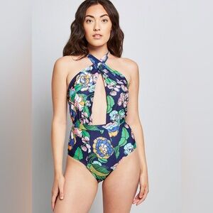 The Bethany One-Piece Swimsuit ModCloth plunge high waisted one piece medium
